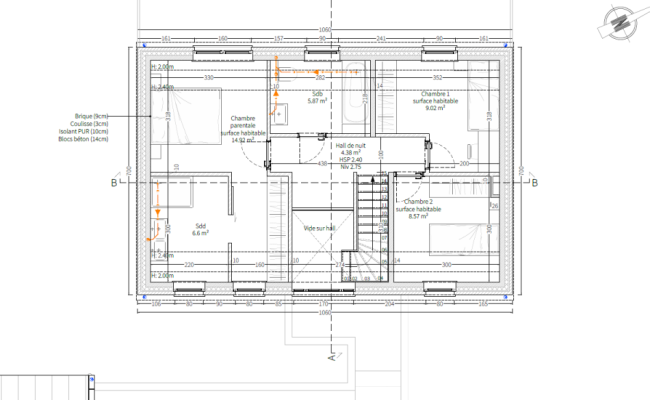 Plan étage projet Huppaye