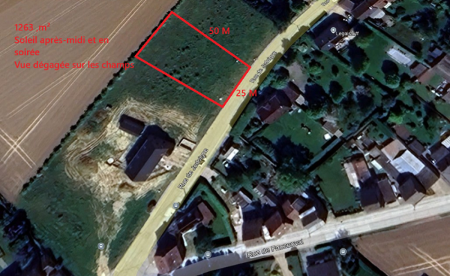 Vue aérienne du terrain à vendre à Huppaye Vue aérienne du terrain à vendre à Huppaye